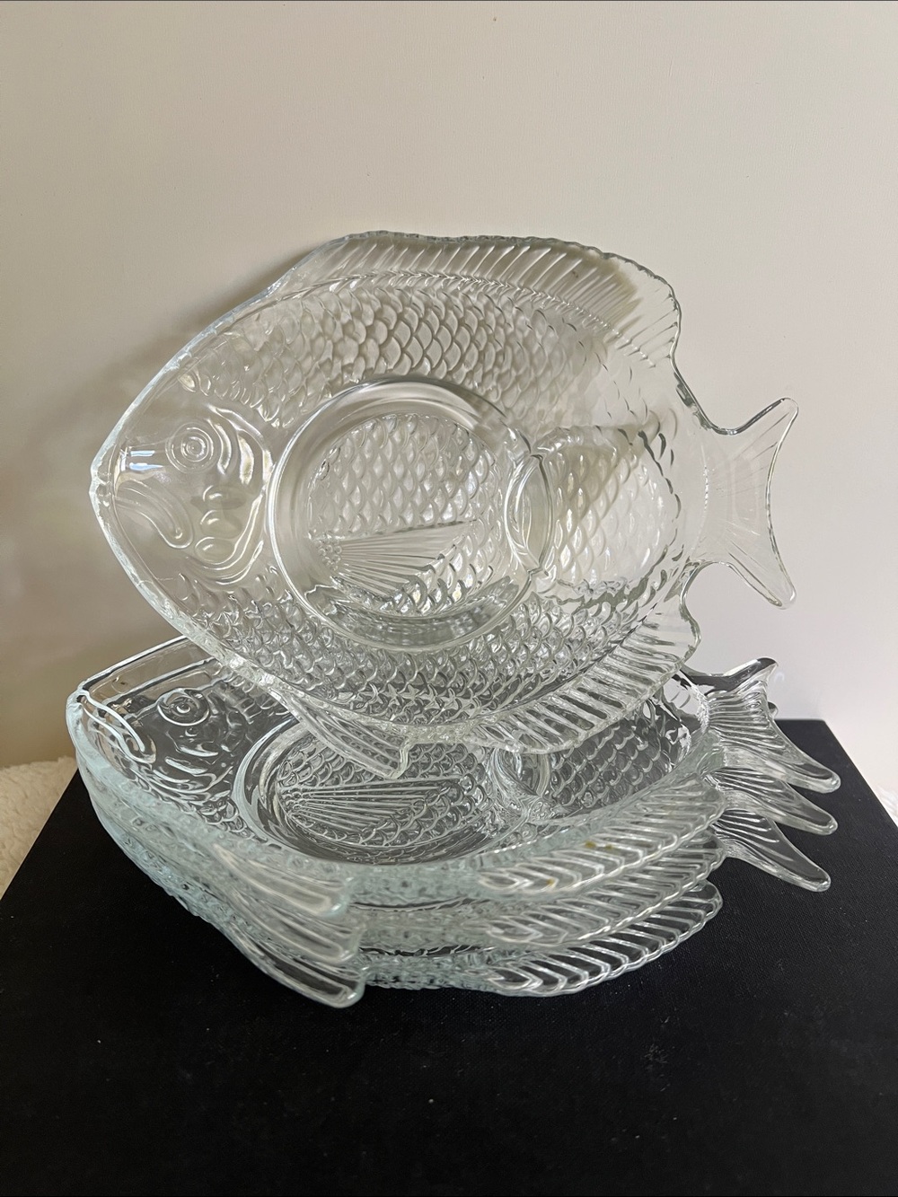 Vintage Clear Glass Fish-Shaped Serving Platter